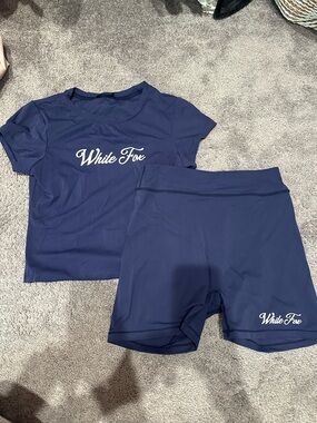 White Fox Boutique Navy Bike Shorts Set